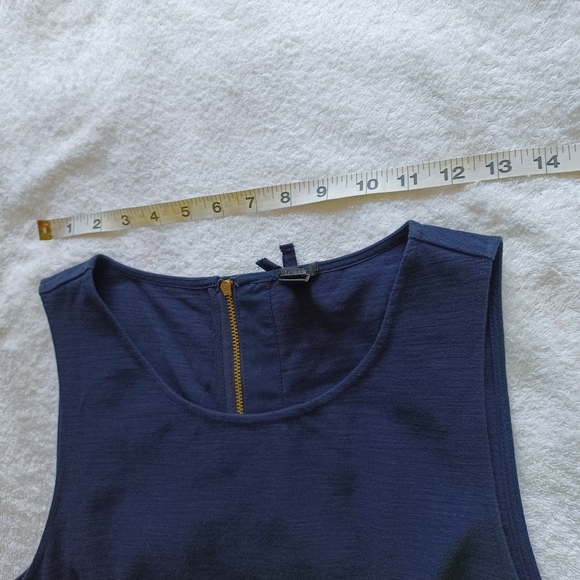 NWOT J.crew Navy Blue Ponte Sleevess Zip back Stretch Peplum Top | sz Small - Picture 12 of 15